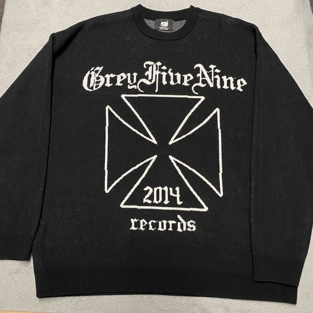 G59 Sweater Mens Large Black Knit Grey Five Nine 2014 Suicideboys‎ Hip Hop Rare